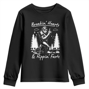 Funny Bigfoot Sasquatch Youth Sweatshirt Breakin Hearts And Rippin Farts TS14 Black Print Your Wear