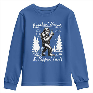Funny Bigfoot Sasquatch Youth Sweatshirt Breakin Hearts And Rippin Farts TS14 Royal Blue Print Your Wear