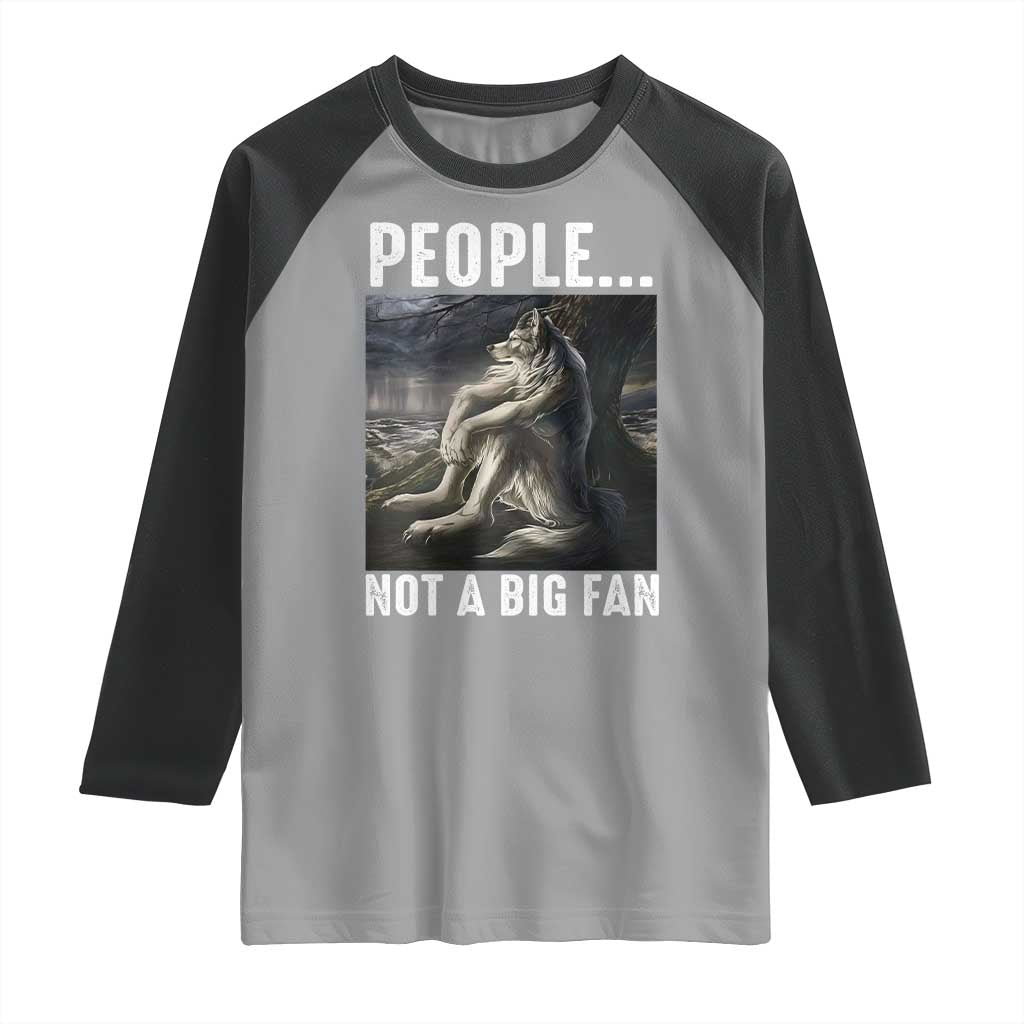 Funny Alpha Wolf Meme Raglan Shirt Sarcastic People Not A Big Fan TS14 Sport Gray Black Print Your Wear