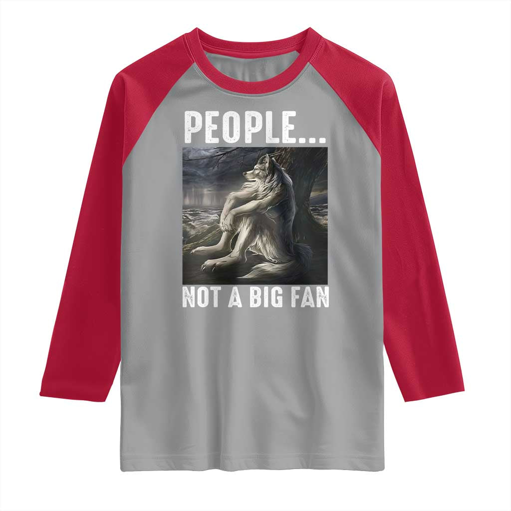 Funny Alpha Wolf Meme Raglan Shirt Sarcastic People Not A Big Fan TS14 Sport Gray Red Print Your Wear