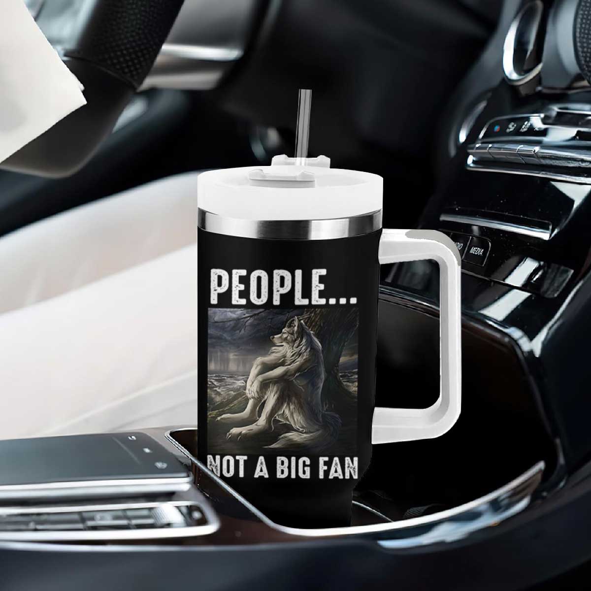 Funny Alpha Wolf Meme Tumbler With Handle Sarcastic People Not A Big Fan TS14 Print Your Wear