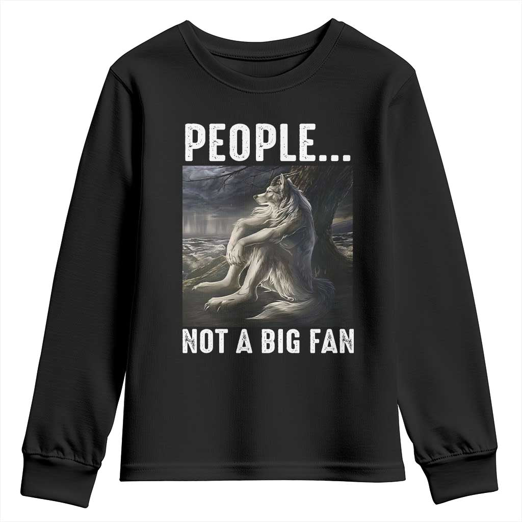 Funny Alpha Wolf Meme Youth Sweatshirt Sarcastic People Not A Big Fan TS14 Black Print Your Wear