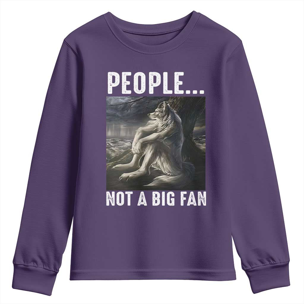 Funny Alpha Wolf Meme Youth Sweatshirt Sarcastic People Not A Big Fan TS14 Purple Print Your Wear
