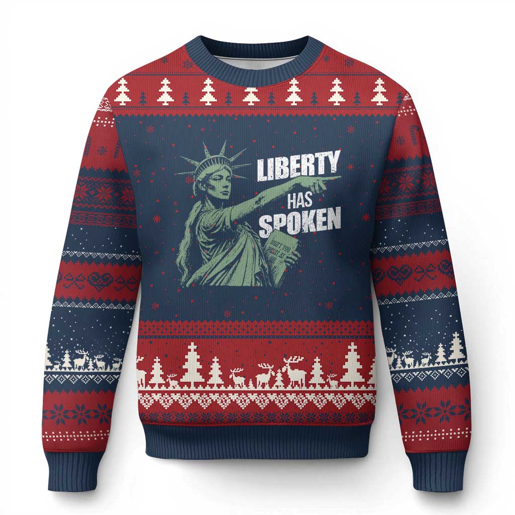 Funny Basketball Point God Liberty Meme Ugly Christmas Sweater Has Spoken Patriotic USA TS14 Navy Red Print Your Wear
