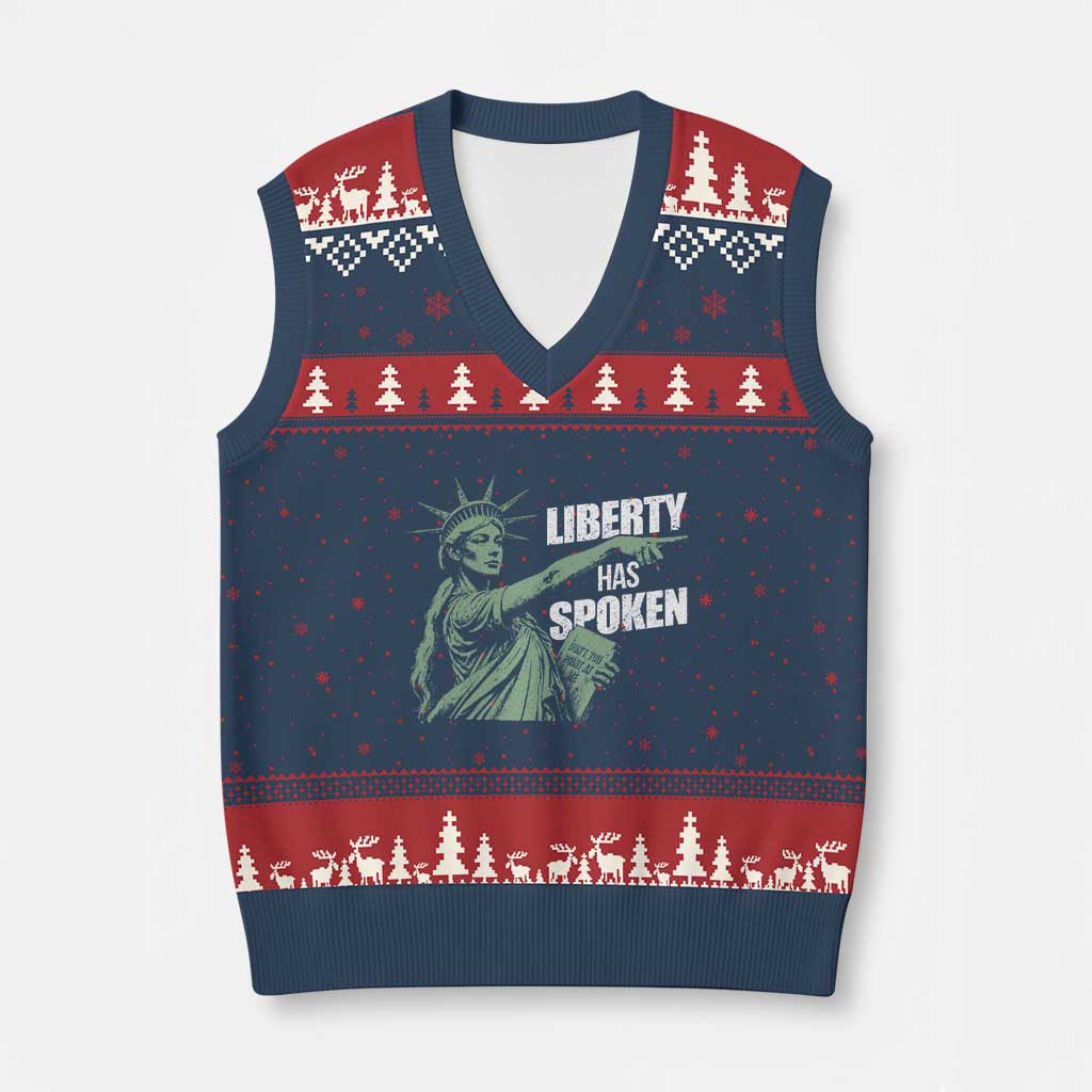 Funny Basketball Point God Liberty Meme V-Neck Knit Sweater Vest Has Spoken Patriotic USA TS14 Navy Red Print Your Wear