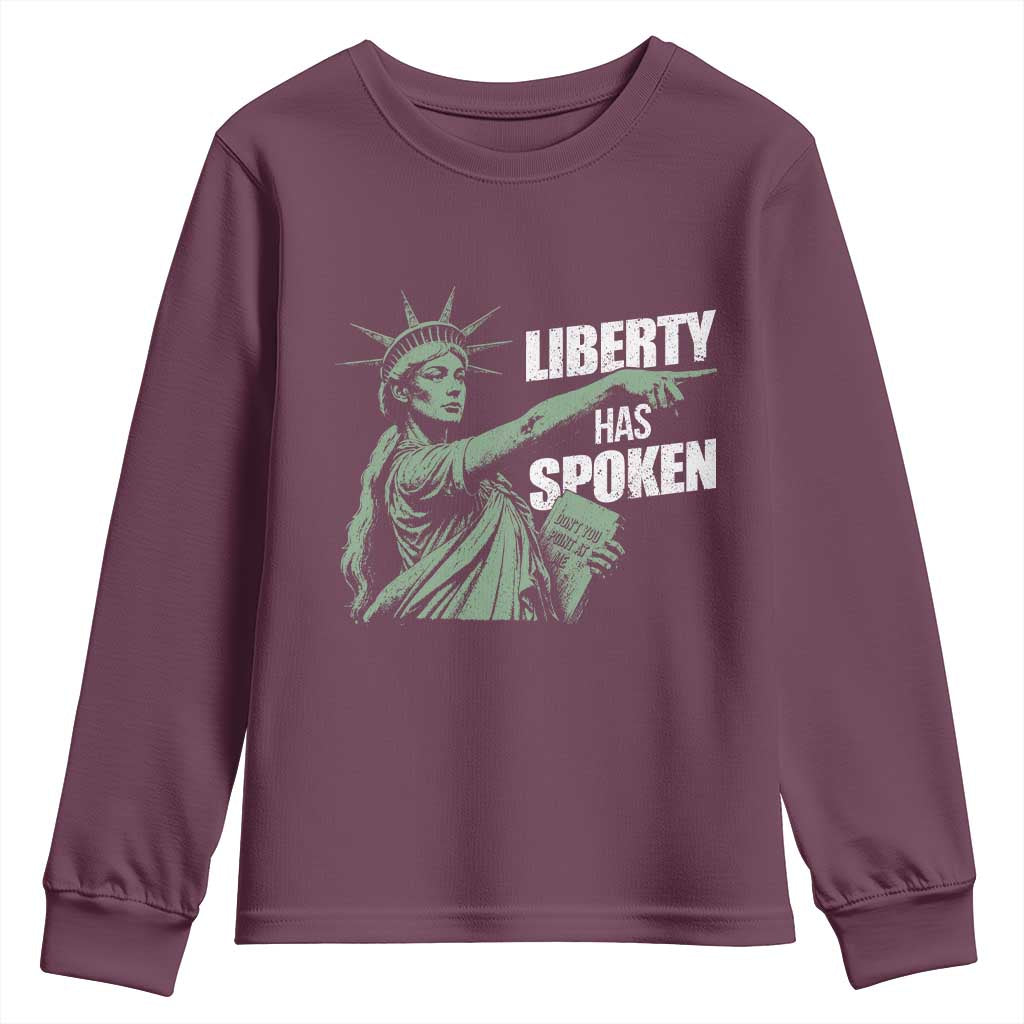 Funny Basketball Point God Liberty Meme Youth Sweatshirt Has Spoken Patriotic USA TS14 Maroon Print Your Wear