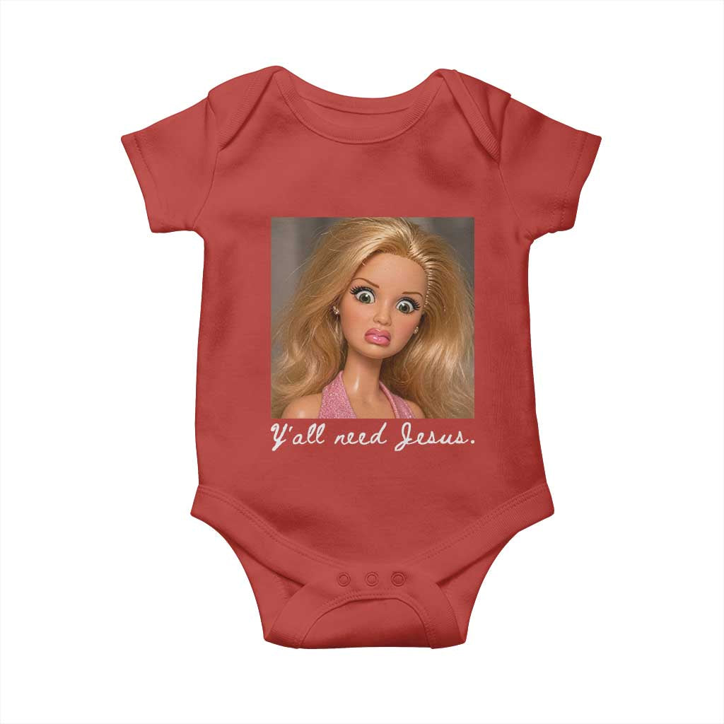 Y'all Need Jesus Baby Onesie Funny Girls Meme Saying Christian Humor TS14 Red Print Your Wear