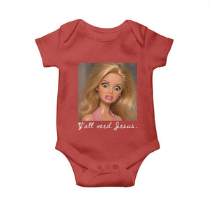 Y'all Need Jesus Baby Onesie Funny Girls Meme Saying Christian Humor TS14 Red Print Your Wear