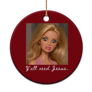 Y'all Need Jesus Ceramic Ornament Funny Girls Meme Saying Christian Humor TS14 1pc Red Print Your Wear