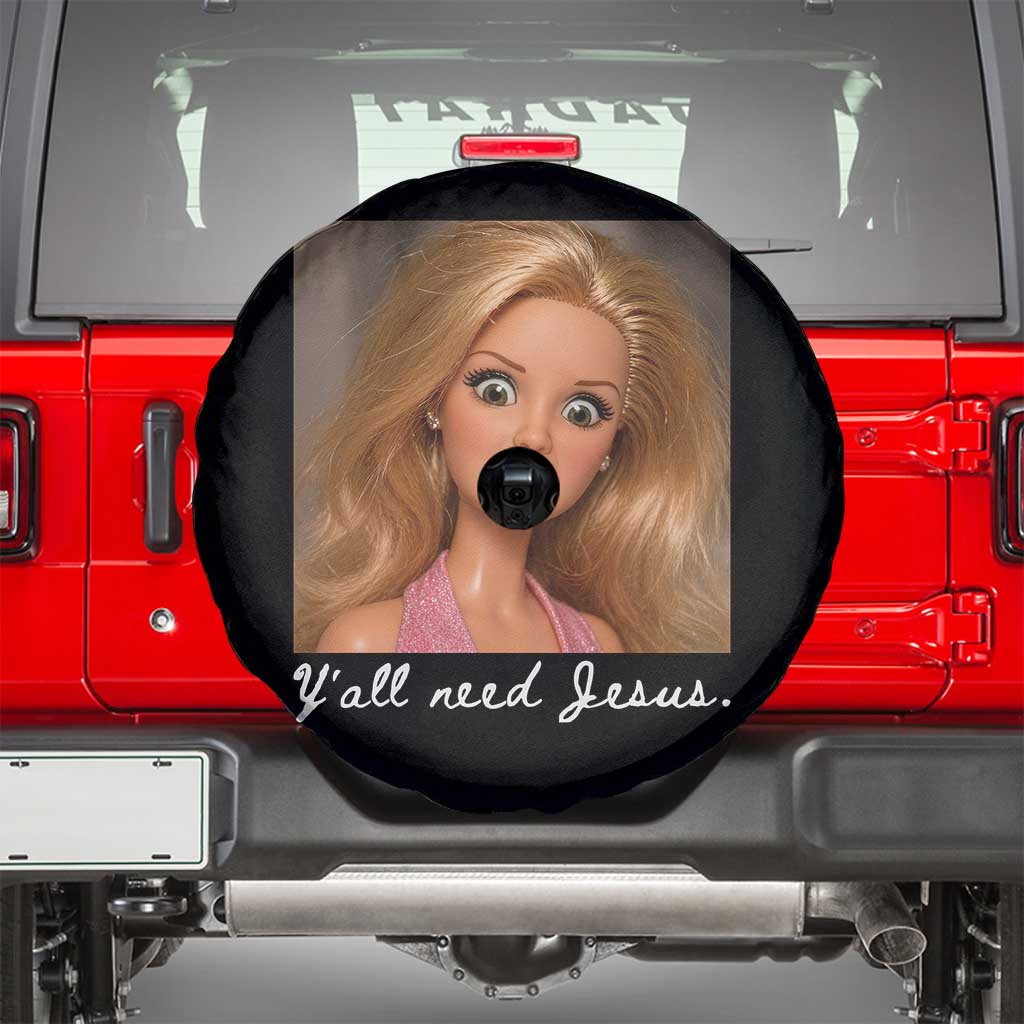 Y'all Need Jesus Spare Tire Cover Funny Girls Meme Saying Christian Humor TS14 Black Print Your Wear