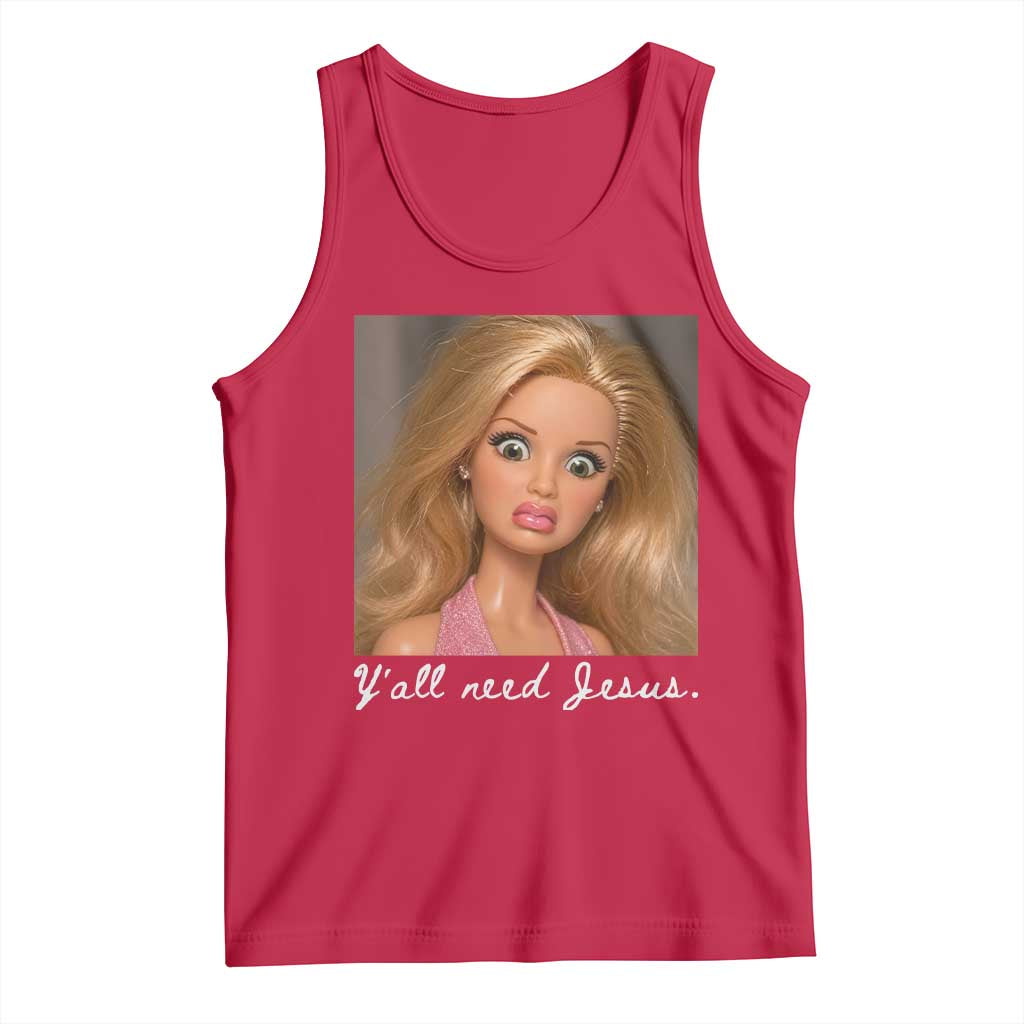 Y'all Need Jesus Tank Top Funny Girls Meme Saying Christian Humor TS14 Red Print Your Wear
