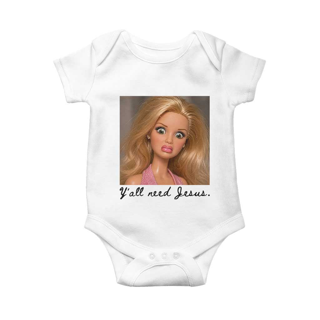 Ya'll Need Jesus Disgusted Face Christian Funny Baby Onesie TS14 White Print Your Wear