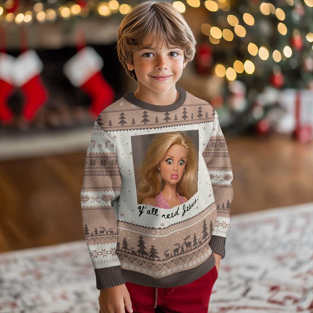 Ya'll Need Jesus Disgusted Face Christian Funny Ugly Christmas Sweater TS14 Print Your Wear