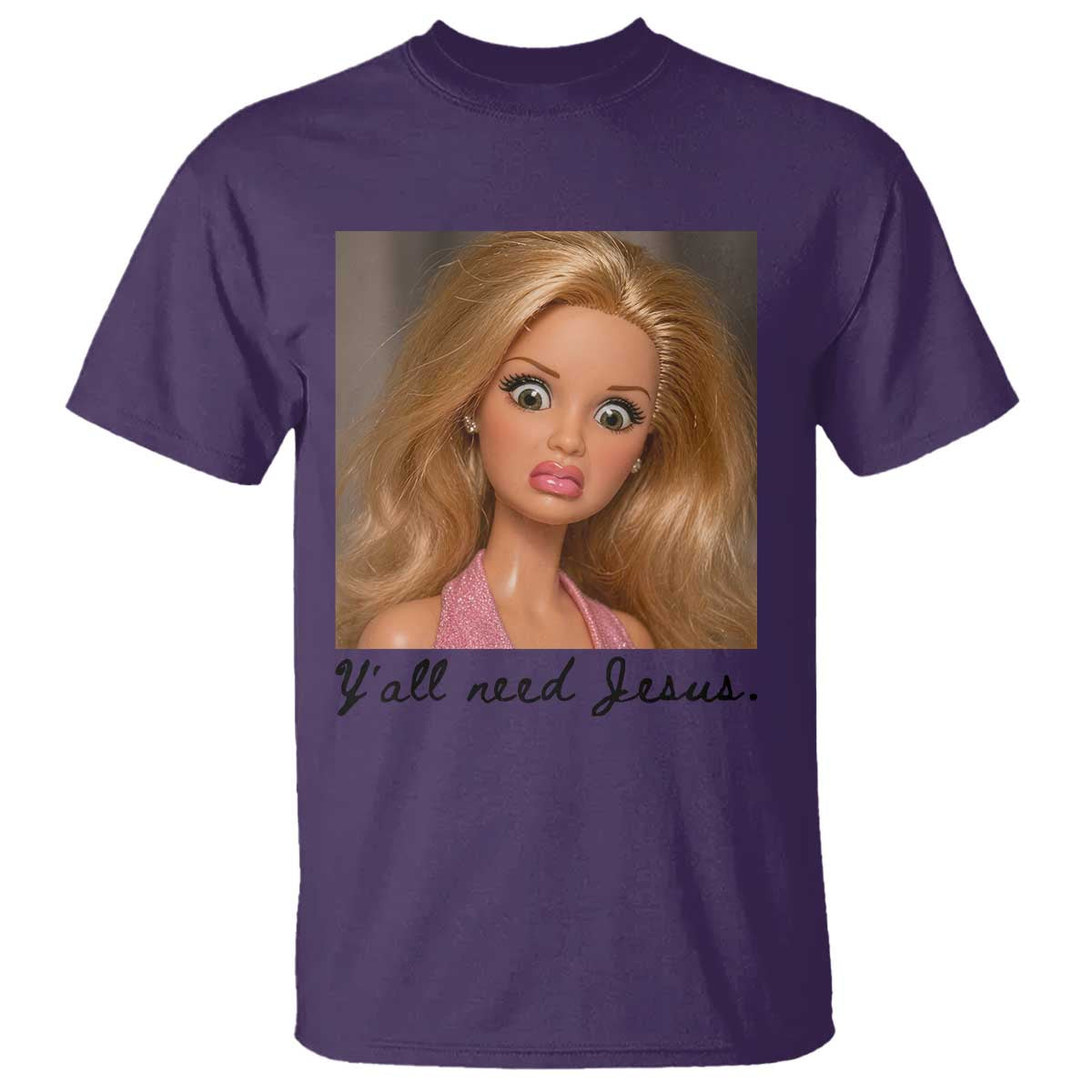 Ya'll Need Jesus Disgusted Face Christian Funny T Shirt TS14 Purple Print Your Wear