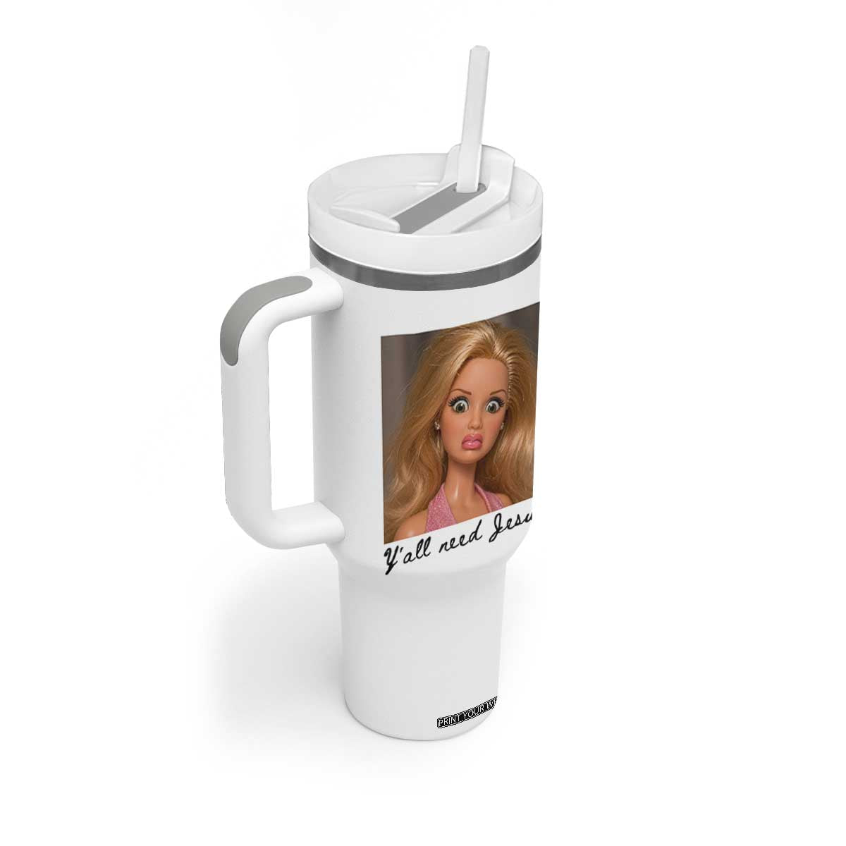 Ya'll Need Jesus Disgusted Face Christian Funny Tumbler With Handle TS14 Print Your Wear