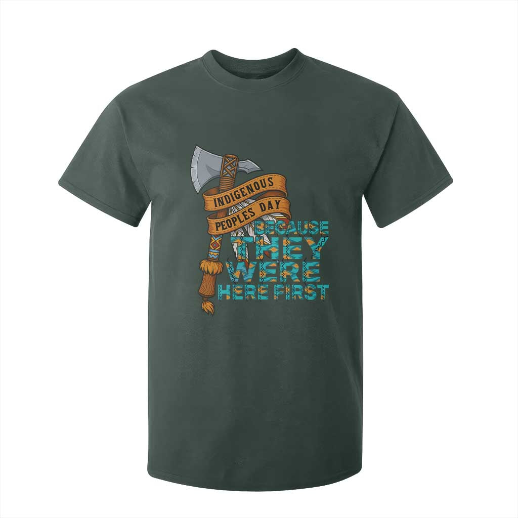 Indigenous People T Shirt For Kid Native American Day Because They Were Here First TS14 Dark Forest Green Print Your Wear