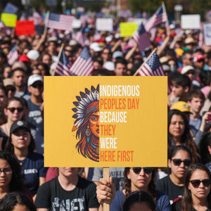 Native American Day Protest Sign Indigenous People Day Because They Were Here First TS14 Horizontal 18" × 24" Yellow Print Your Wear