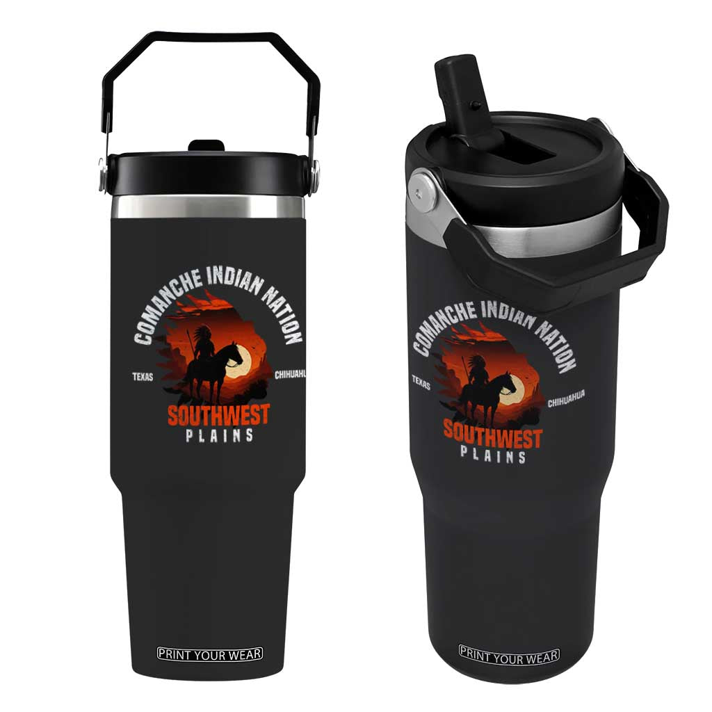 Comanche Native American Indian Chief Respect Flip Straw Tumbler TS14 One Size: 30 oz Black Print Your Wear