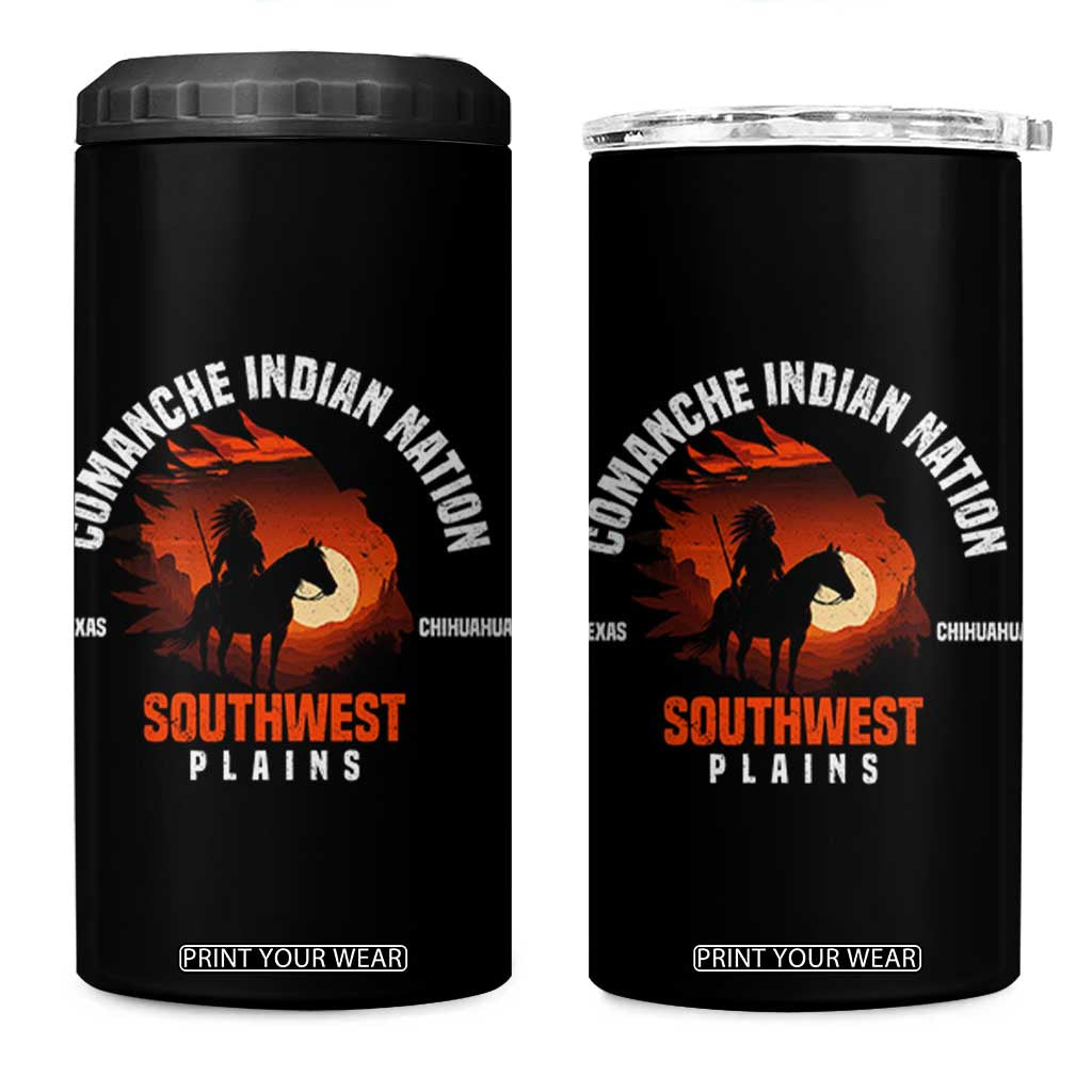 Comanche Native American Indian Chief Respect 4 in 1 Can Cooler Tumbler TS14 One Size: 16 oz Black Print Your Wear