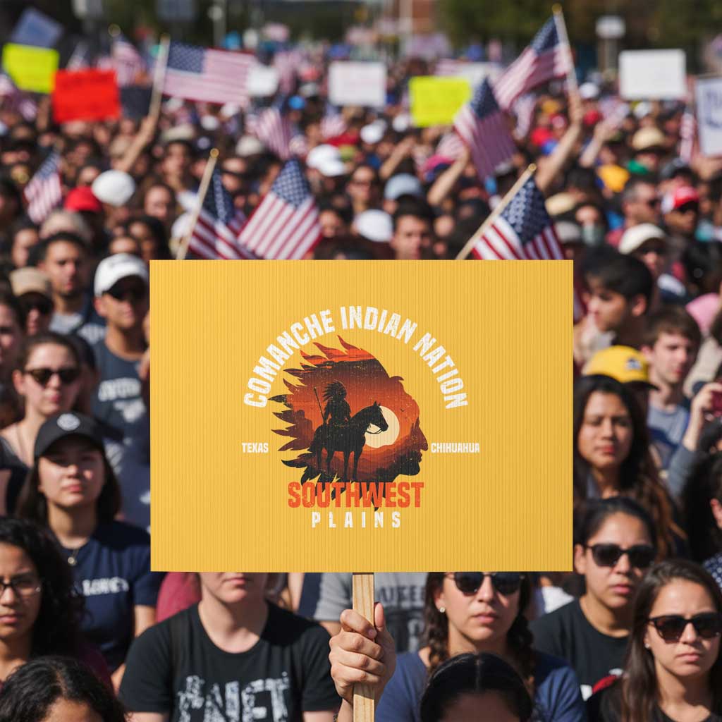 Comanche Native American Indian Chief Respect Protest Sign TS14 Horizontal 18" × 24" Yellow Print Your Wear