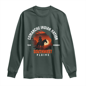 Comanche Native American Indian Chief Respect Long Sleeve Shirt TS14 Dark Forest Green Print Your Wear