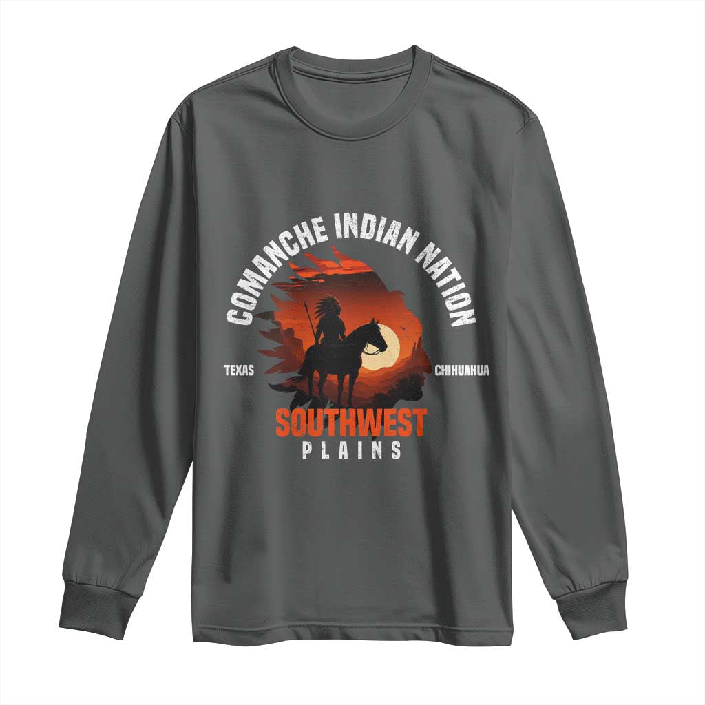 Comanche Native American Indian Chief Respect Long Sleeve Shirt TS14 Dark Heather Print Your Wear