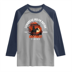Comanche Native American Indian Chief Respect Raglan Shirt TS14 Sport Gray Navy Print Your Wear