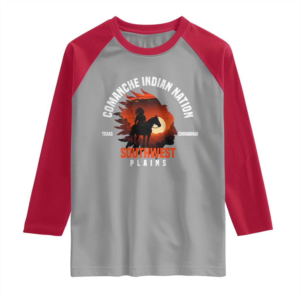 Comanche Native American Indian Chief Respect Raglan Shirt TS14 Sport Gray Red Print Your Wear