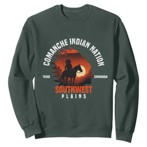 Comanche Native American Indian Chief Respect Sweatshirt TS14 Dark Forest Green Print Your Wear