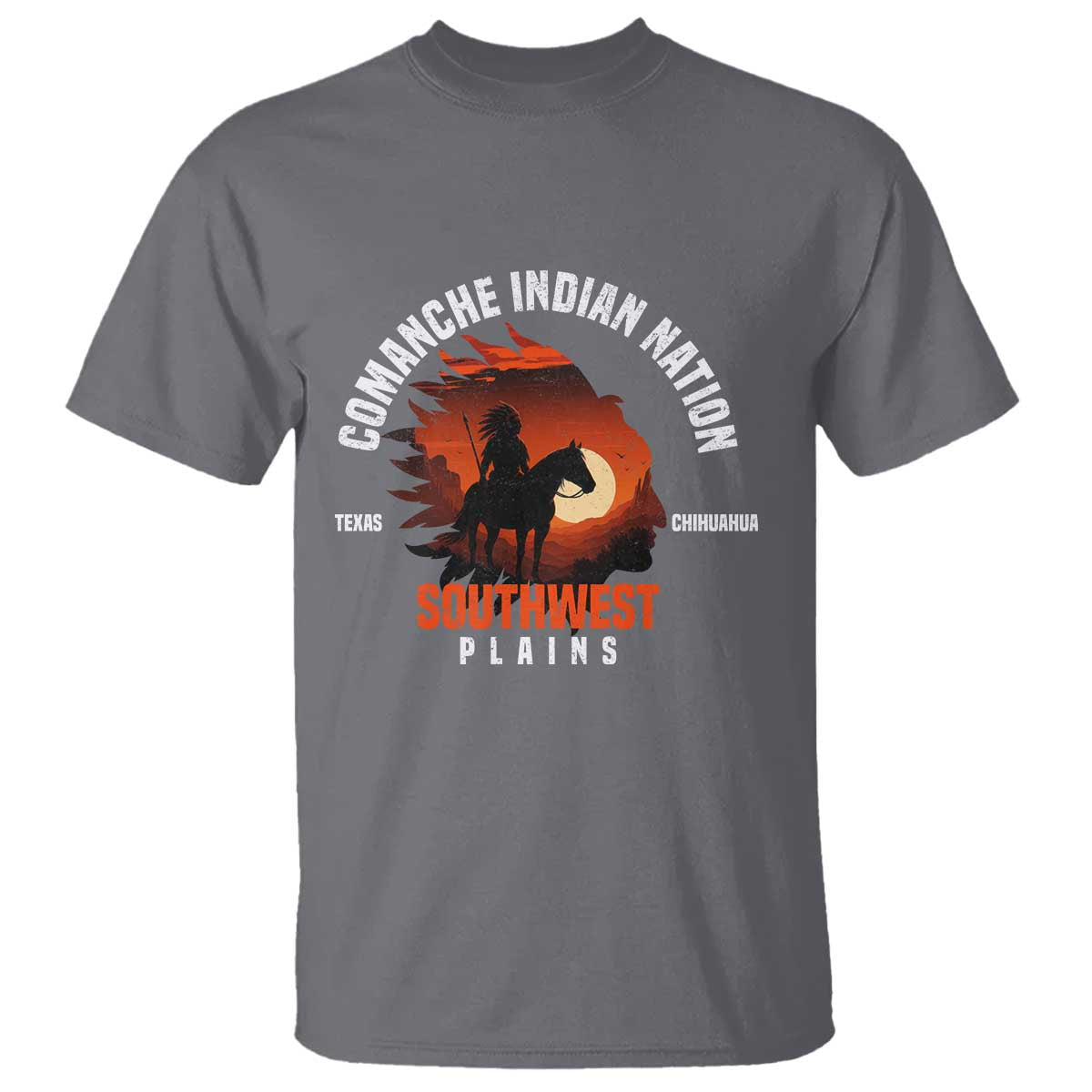 Comanche Native American Indian Chief Respect T Shirt TS14 Charcoal Print Your Wear