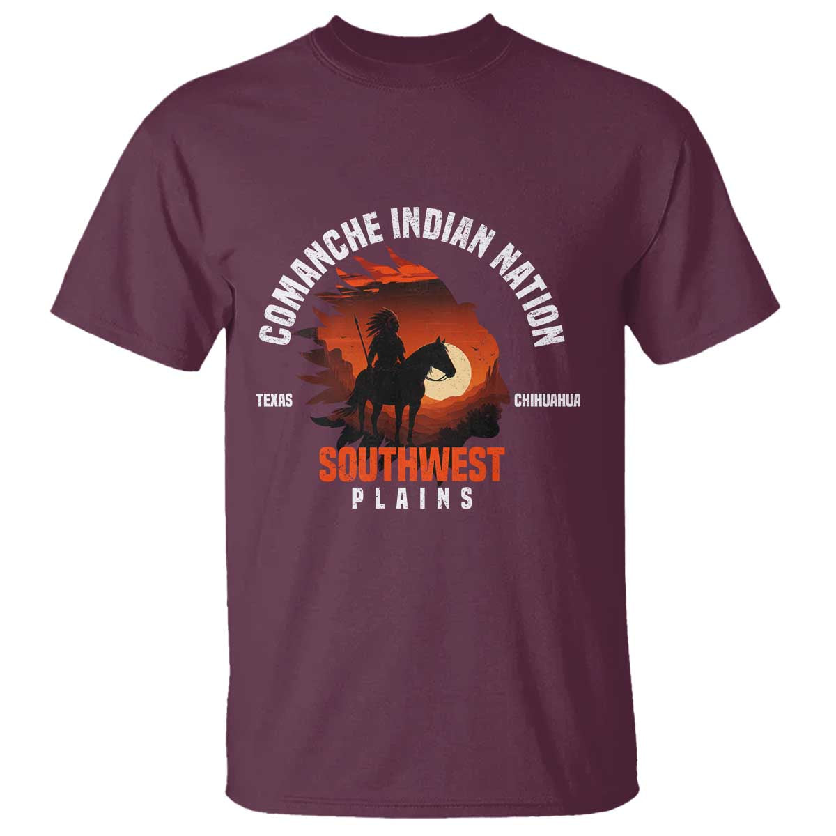 Comanche Native American Indian Chief Respect T Shirt TS14 Maroon Print Your Wear