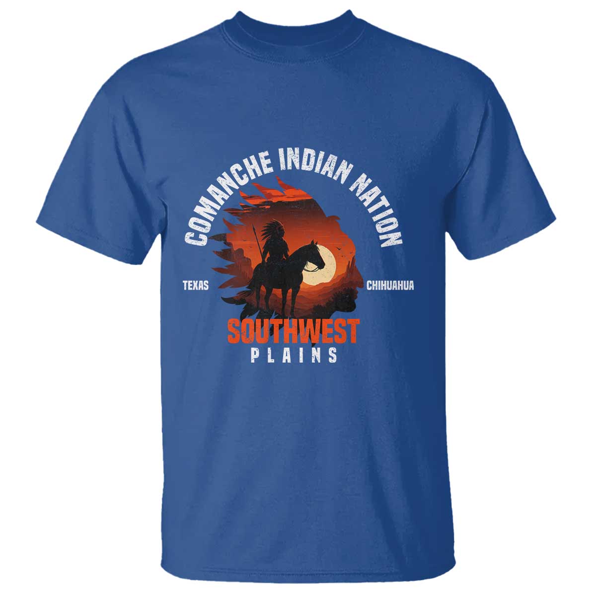 Comanche Native American Indian Chief Respect T Shirt TS14 Royal Blue Print Your Wear