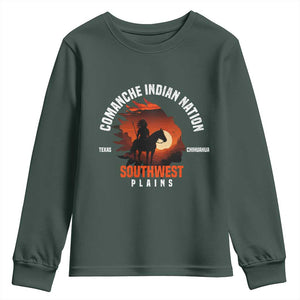Comanche Native American Indian Chief Respect Youth Sweatshirt TS14 Dark Forest Green Print Your Wear