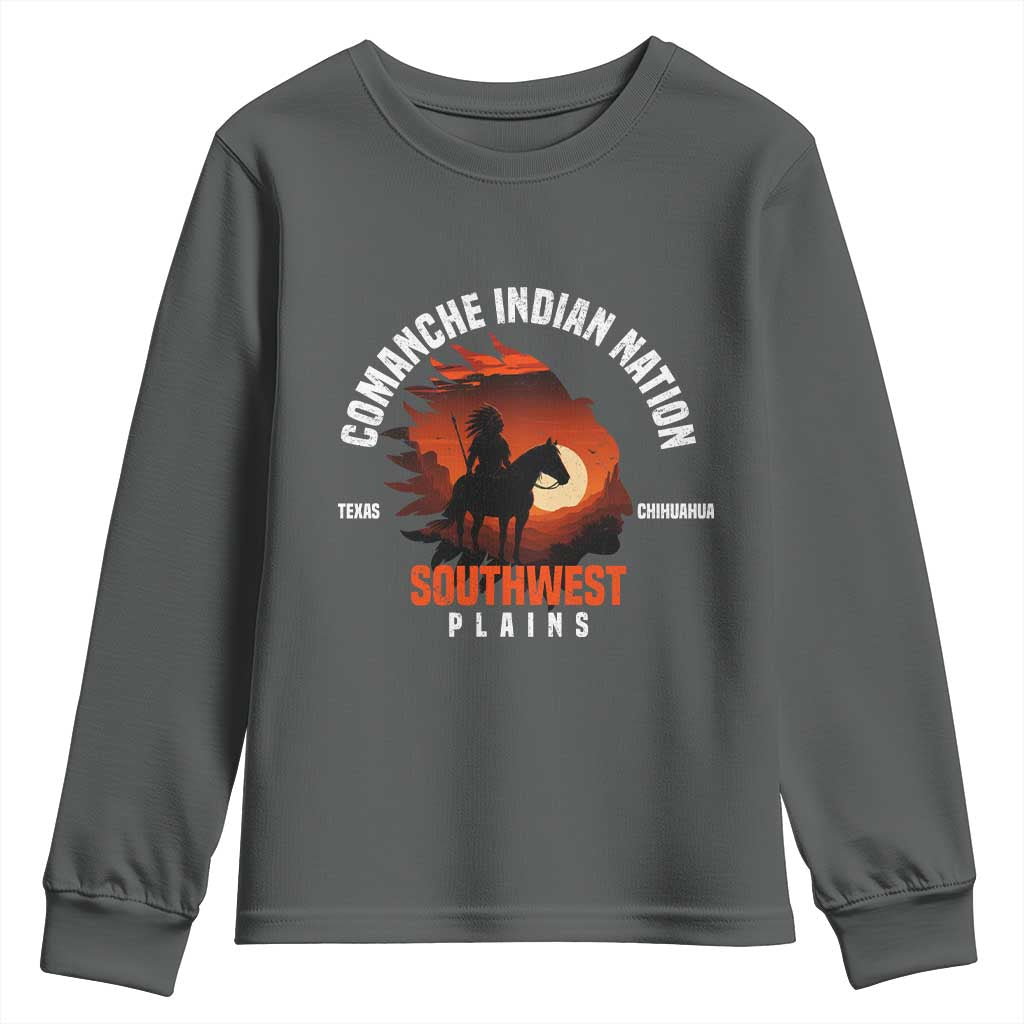 Comanche Native American Indian Chief Respect Youth Sweatshirt TS14 Dark Heather Print Your Wear