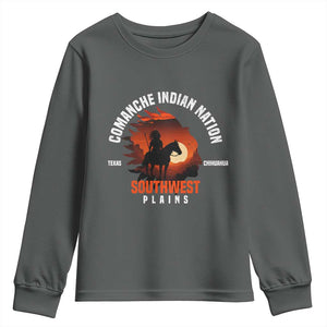 Comanche Native American Indian Chief Respect Youth Sweatshirt TS14 Dark Heather Print Your Wear