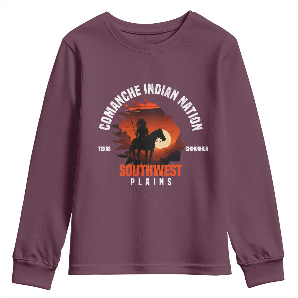 Comanche Native American Indian Chief Respect Youth Sweatshirt TS14 Maroon Print Your Wear