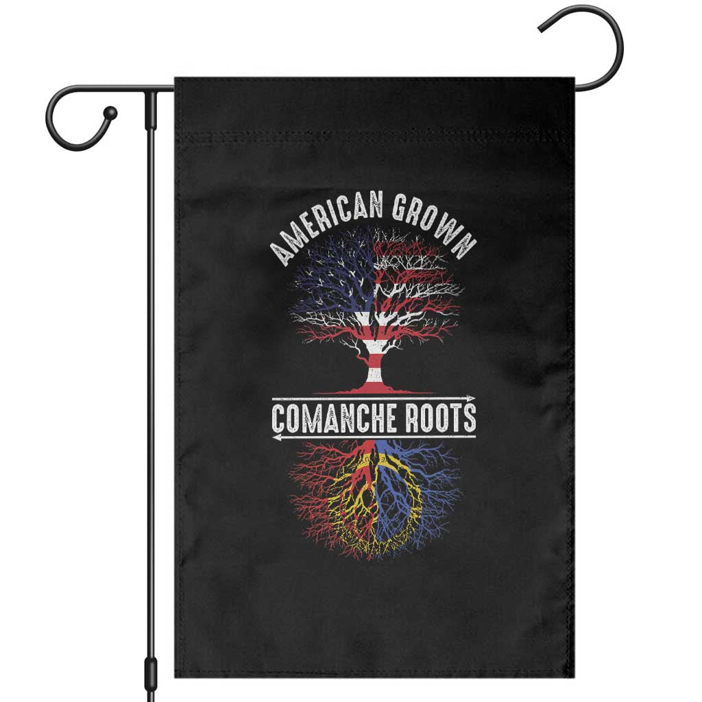 Distressed Tree Garden Flag American Grown with Comanche Roots TS14 Black Print Your Wear