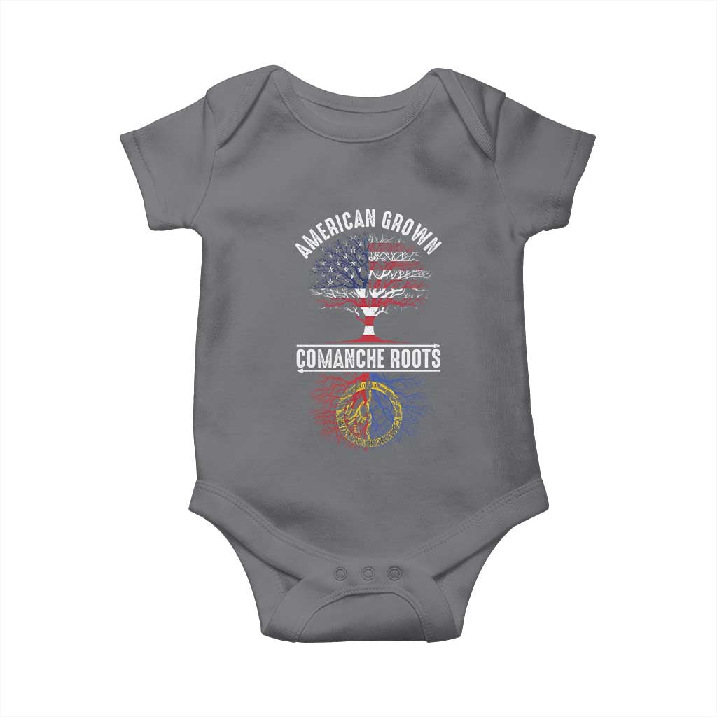 Distressed Tree Baby Onesie American Grown with Comanche Roots TS14 Charcoal Print Your Wear