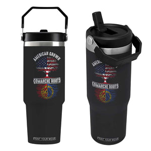 Distressed Tree Flip Straw Tumbler American Grown with Comanche Roots TS14 One Size: 30 oz Black Print Your Wear