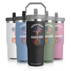 Distressed Tree Flip Straw Tumbler American Grown with Comanche Roots TS14 Print Your Wear