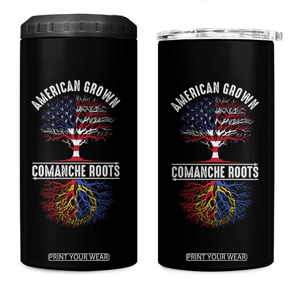 Distressed Tree 4 in 1 Can Cooler Tumbler American Grown with Comanche Roots TS14 One Size: 16 oz Black Print Your Wear