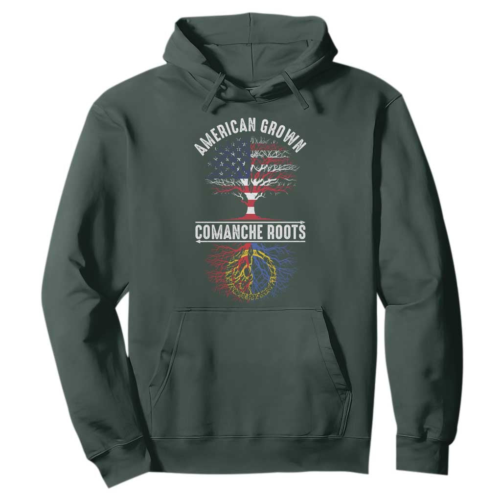 Distressed Tree Hoodie American Grown with Comanche Roots TS14 Dark Forest Green Print Your Wear