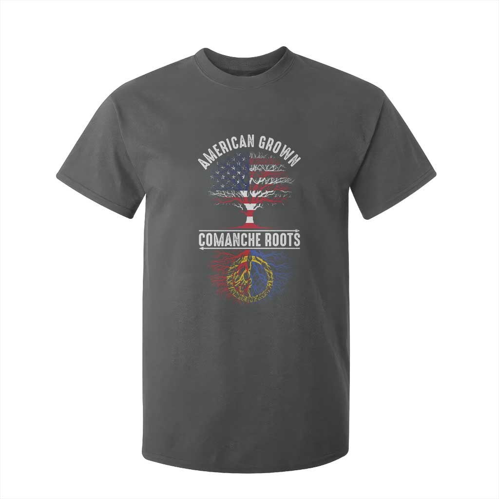 Distressed Tree T Shirt For Kid American Grown with Comanche Roots TS14 Dark Heather Print Your Wear