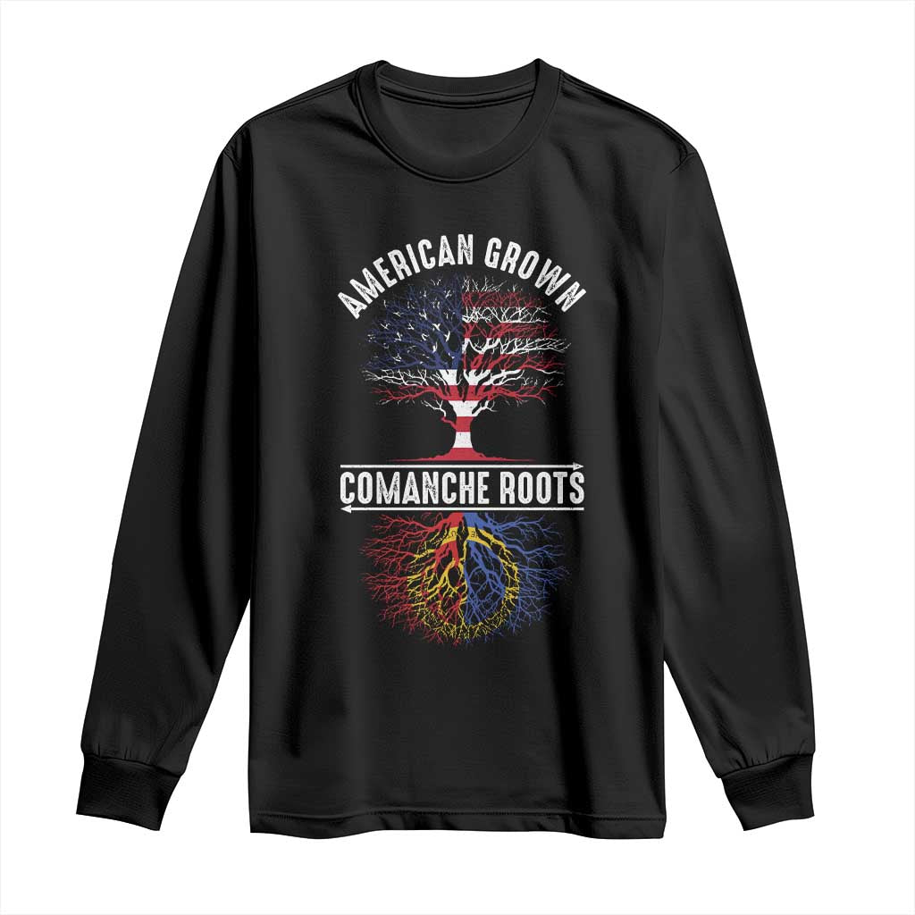 Distressed Tree Long Sleeve Shirt American Grown with Comanche Roots TS14 Black Print Your Wear