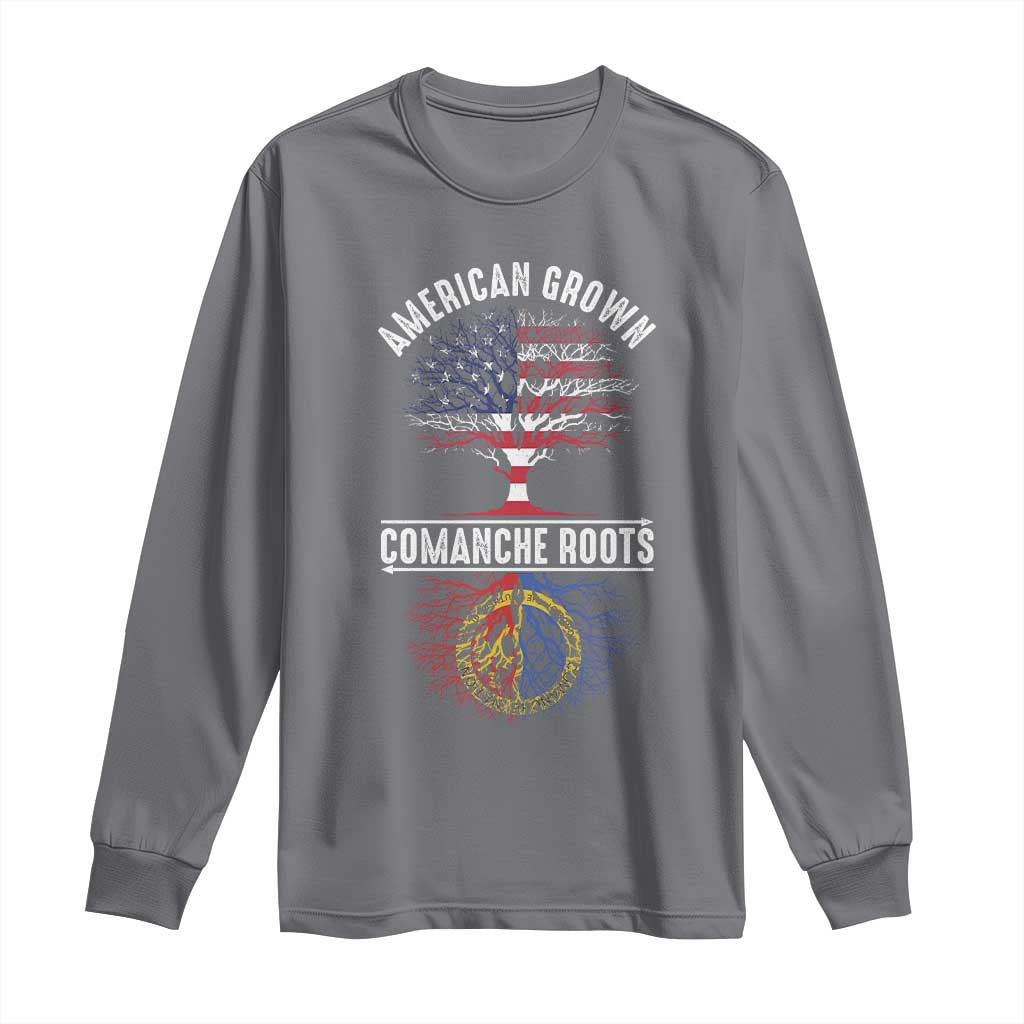 Distressed Tree Long Sleeve Shirt American Grown with Comanche Roots TS14 Charcoal Print Your Wear