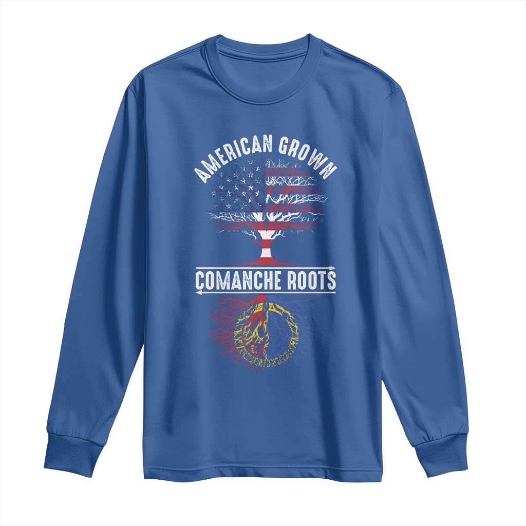 Distressed Tree Long Sleeve Shirt American Grown with Comanche Roots TS14 Royal Blue Print Your Wear
