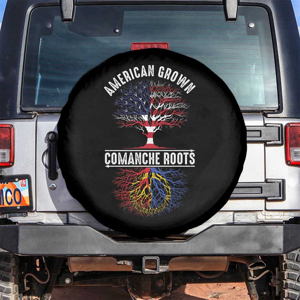 Distressed Tree Spare Tire Cover American Grown with Comanche Roots TS14 No hole Black Print Your Wear