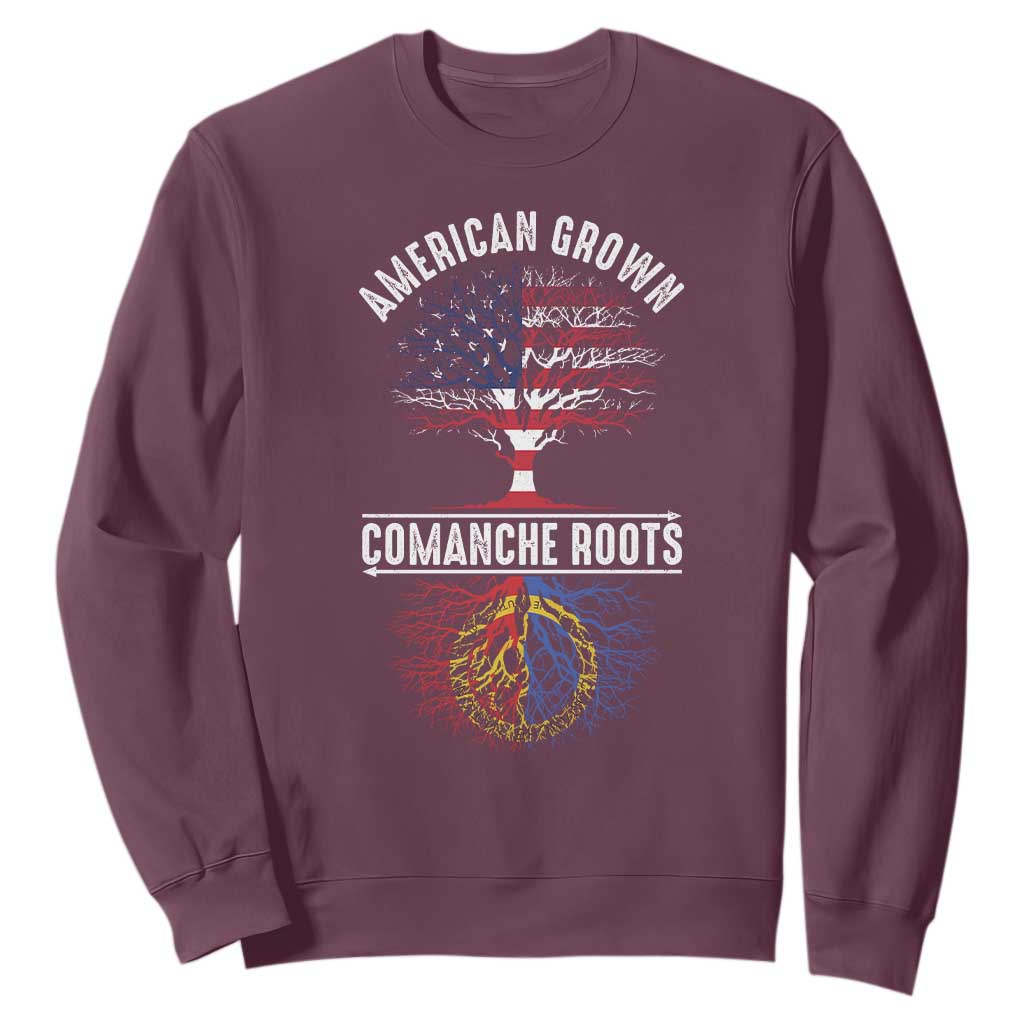Distressed Tree Sweatshirt American Grown with Comanche Roots TS14 Maroon Print Your Wear