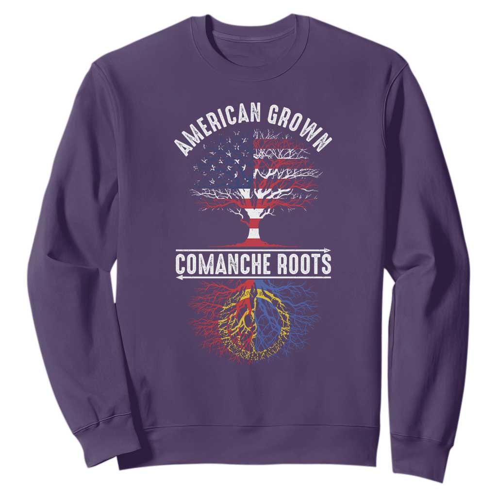 Distressed Tree Sweatshirt American Grown with Comanche Roots TS14 Purple Print Your Wear