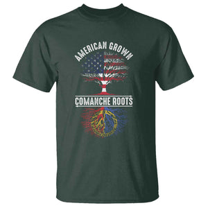 Distressed Tree T Shirt American Grown with Comanche Roots TS14 Dark Forest Green Print Your Wear